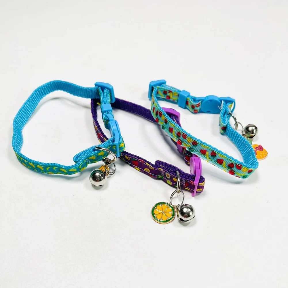 NEW 3 in 1 set of kitten cat collar fruit berry jewellery pendants bell